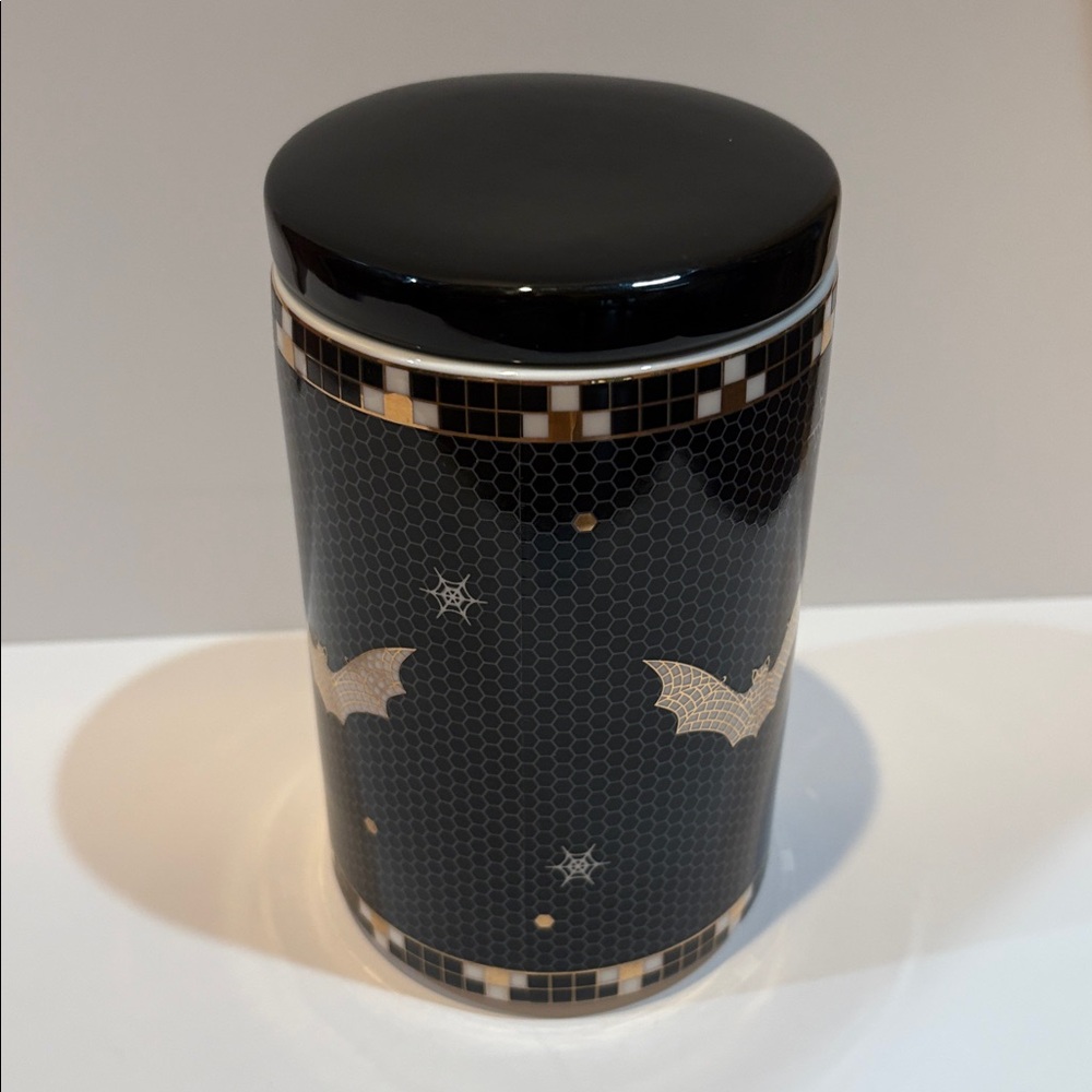 Anthropologie Medium Canister Black and White Bistro Halloween Treat Jar - Picture 9 of 9